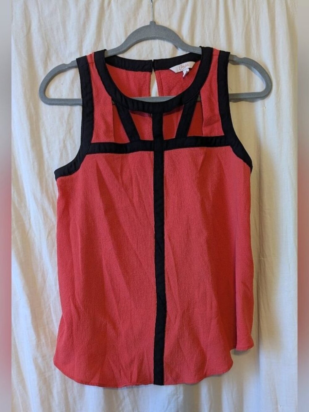 Candie's Coral and Black Sleeveless Blouse